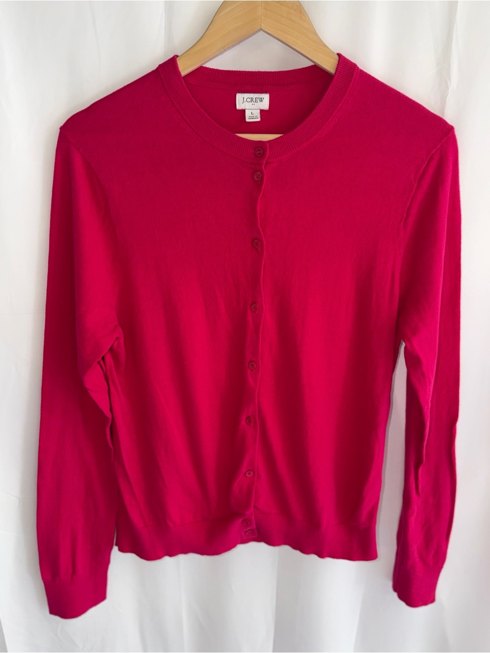 J. Crew Women's Hot Pink Crewneck Button-Up Cardigan